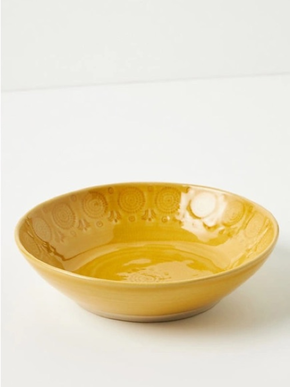 Anthropologie Old Havana Portuguese Stoneware Pasta Bowls, Set of 4 Ochre Yellow